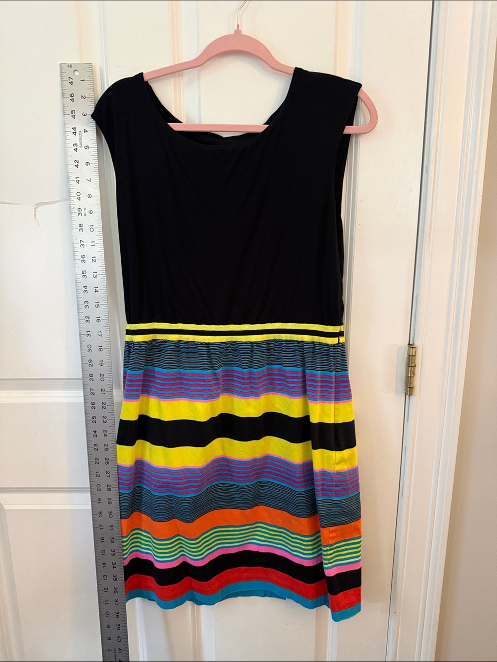 Calvin Klein Black Dressi with Bright Neon Stripes